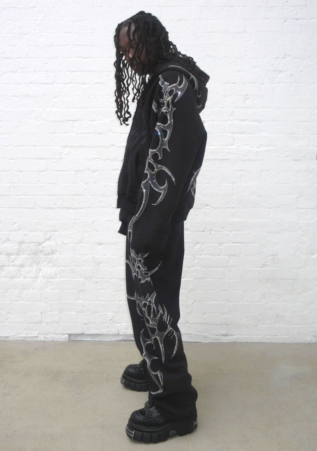 CRASH RHINESTONE OVERSIZED SWEATPANTS BLACK